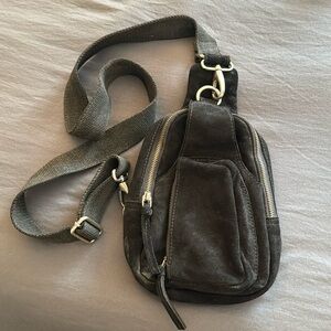Free people black suede Hudson swing bag